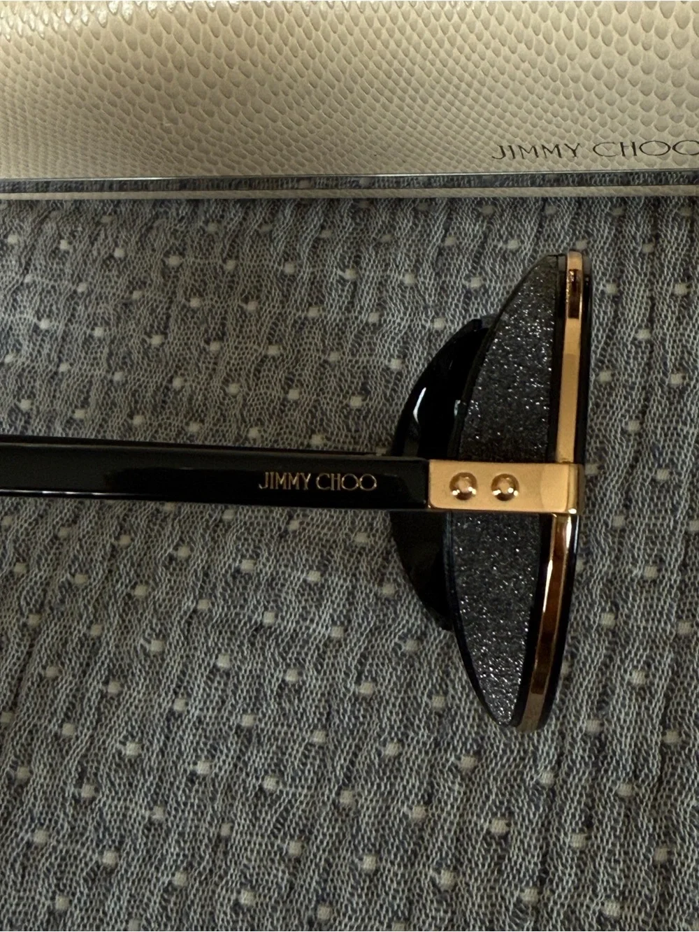Jimmy Choo Andie Black and Gold Round Sunglasses